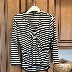Black and White Striped Women's Top
